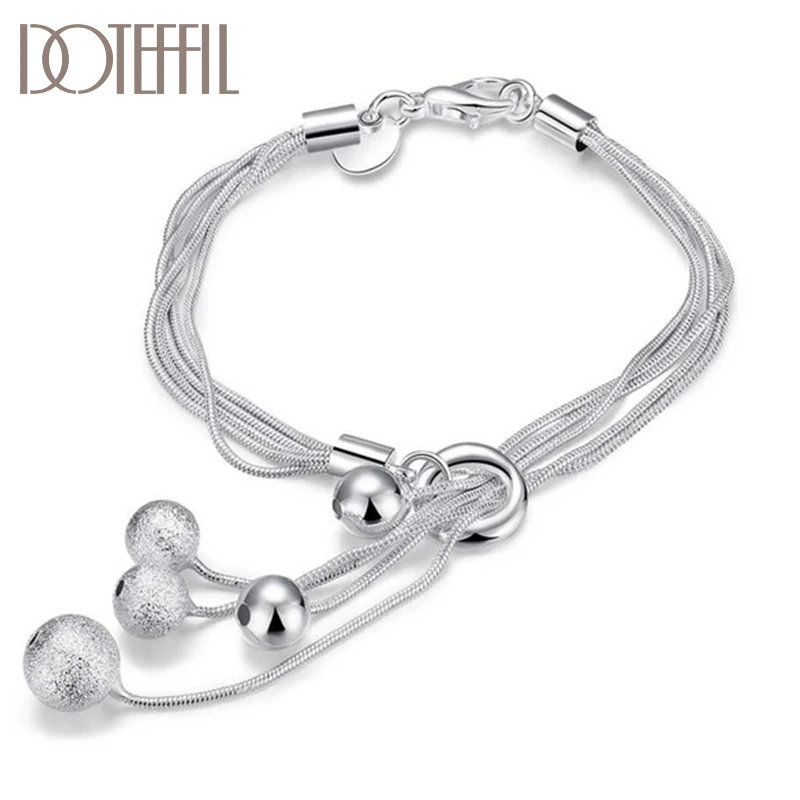 DOTEFFIL 925 Sterling Silver Five Snake Chain Smooth Frosted Bead Bracelet For Women Wedding Engagement Party Fashion Jewelry
DOTEFFIL 925 Sterling Silver Five Snake Chain Smooth Frosted Bead Bracelet For Women Wedding Engagement Party Fashion Jewelry