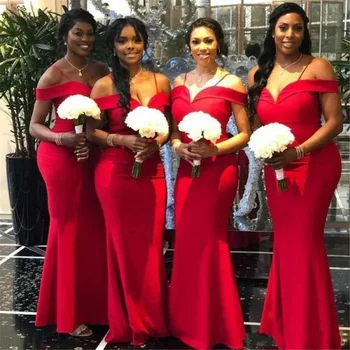 Mermaid Red Bridesmaid Dresses 2020 Off Shoulder Zipper Back Simple Maid Of Honor Gowns Wedding Party Gowns Cheap Prom Dress
Mermaid Red Bridesmaid Dresses 2020 Off Shoulder Zipper Back Simple Maid Of Honor Gowns Wedding Party Gowns Cheap Prom Dress