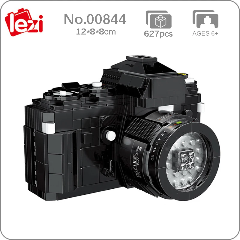 Lezi 00844 Black Classic SLR Digital Camera Machine 3D Model DIY Small Mini Blocks Bricks Building Toy for Children Gift no Box | Игрушки и