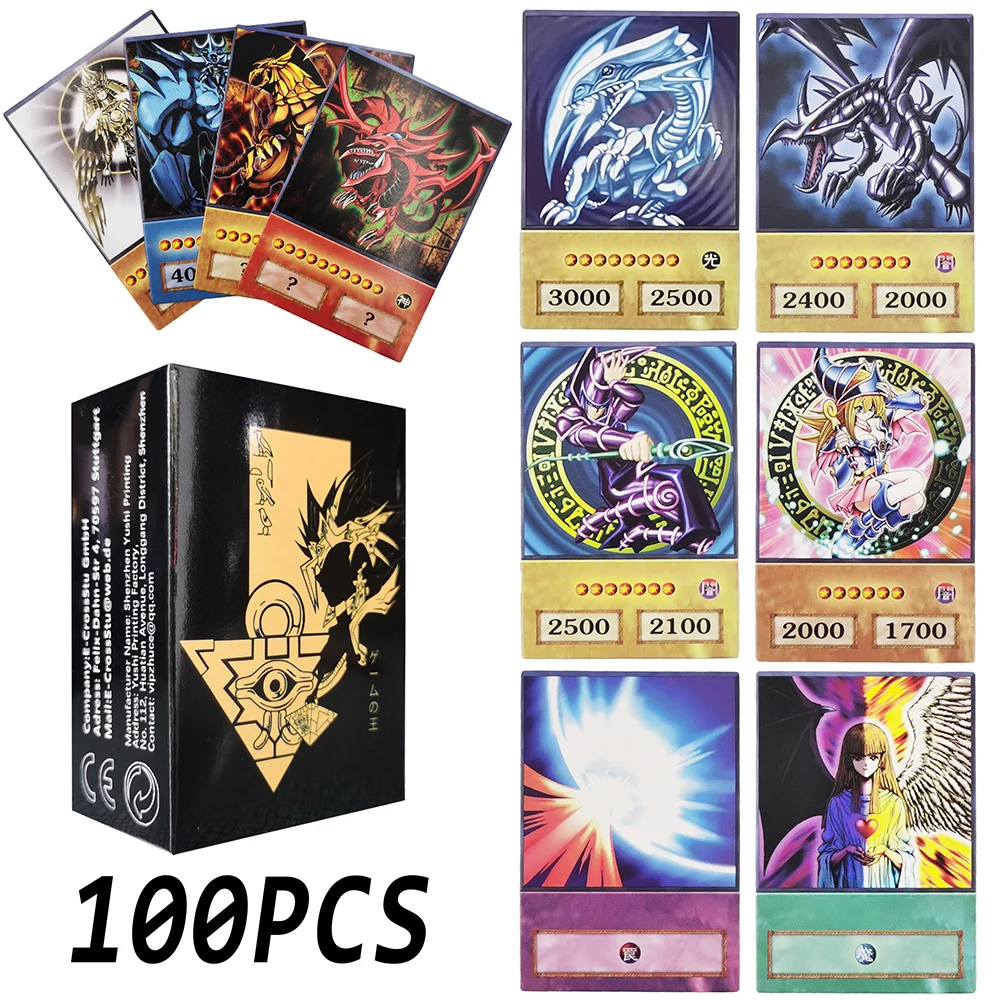 

100pcs Yu-Gi-Oh Anime Style Cards Blue Eyes Dark Magician Exodia Obelisk Slifer Ra Yugioh DM Classic Proxy DIY Card Kids Gift