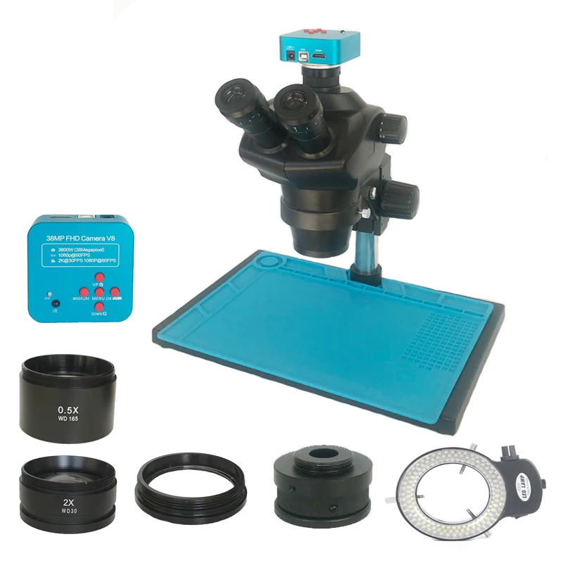 38MP HDMI Digital USB Camera 4X-100X Simul-focal Trinocular Stereo Zoom Microscope Jewelry Phone PCB Repair tool microscopio kit
38MP HDMI Digital USB Camera 4X-100X Simul-focal Trinocular Stereo Zoom Microscope Jewelry Phone PCB Repair tool microscopio kit