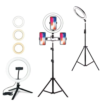 Dimmable LED Ring Light with Tripods Stand Phone Holder Desk USB Selfie Light Ring Lamp Ringlight for Makeup Youtube TikTok Vlog
Dimmable LED Ring Light with Tripods Stand Phone Holder Desk USB Selfie Light Ring Lamp Ringlight for Makeup Youtube TikTok Vlog