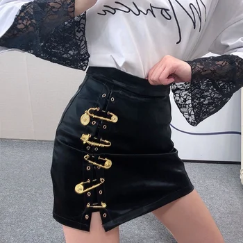 European Runway Designer Black PU Leather Skirts Womens 2020 Spring Metal Rivets High Waist A-line Mini Skirt Female
European Runway Designer Black PU Leather Skirts Womens 2020 Spring Metal Rivets High Waist A-line Mini Skirt Female
