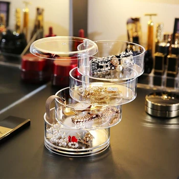 4 Layer Acrylic Makeup Organizer Box Clear Jewelry Storage Case 360 Degree Rotating Cosmetic Box Necklace Earring Display Boxes
4 Layer Acrylic Makeup Organizer Box Clear Jewelry Storage Case 360 Degree Rotating Cosmetic Box Necklace Earring Display Boxes