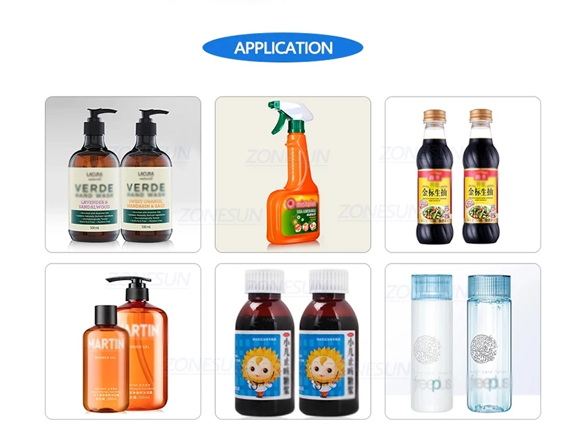 ZONESUN Pneumatic Juice Disinfectant Oil Automatic Honey Plastic Round Bottle Liquid Screw Filling Capping Machine