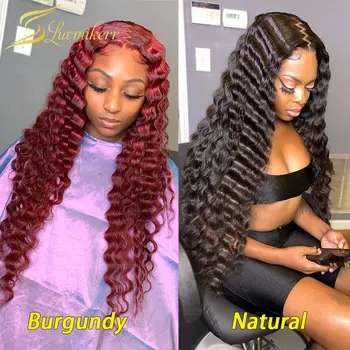 Red 180 Density Colored Brazilian Deep Wave 13×6 Lace Front Human Hair Wigs for Black Women Burgundy Frontal Wig Preplucked Remy
Red 180 Density Colored Brazilian Deep Wave 13×6 Lace Front Human Hair Wigs for Black Women Burgundy Frontal Wig Preplucked Remy