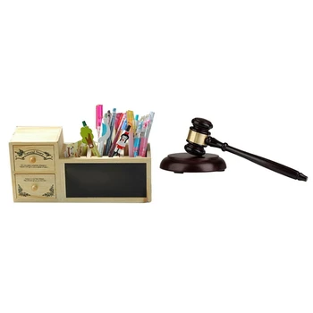 1pcs Wood Gavel and Round Block Set with Block & 1pcs Wooden Pen Holder with Blackboard Cute Desktop Pencil Holder 
1pcs Wood Gavel and Round Block Set with Block & 1pcs Wooden Pen Holder with Blackboard Cute Desktop Pencil Holder