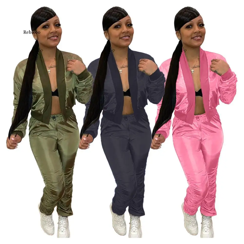 

Plus Size S-4XL 2 Piece Set Women Fall Clothes Sweatsuit Joggers Outfit Zip Top Sweatpants Tracksuit Wholesale