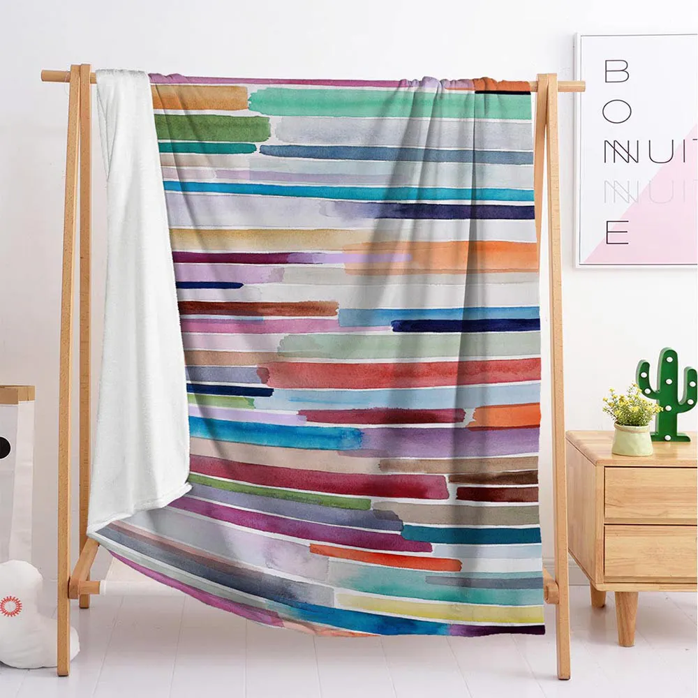 3D export beautiful printing watercolor stripe sofa blanket cover blanket flannelette travel blanket double single bedding
3D export beautiful printing watercolor stripe sofa blanket cover blanket flannelette travel blanket double single bedding