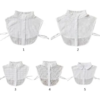 Fresh Style Women Ruffles Stand Fake Collar Embroidery Floral Lace Half-Shirt 
Fresh Style Women Ruffles Stand Fake Collar Embroidery Floral Lace Half-Shirt