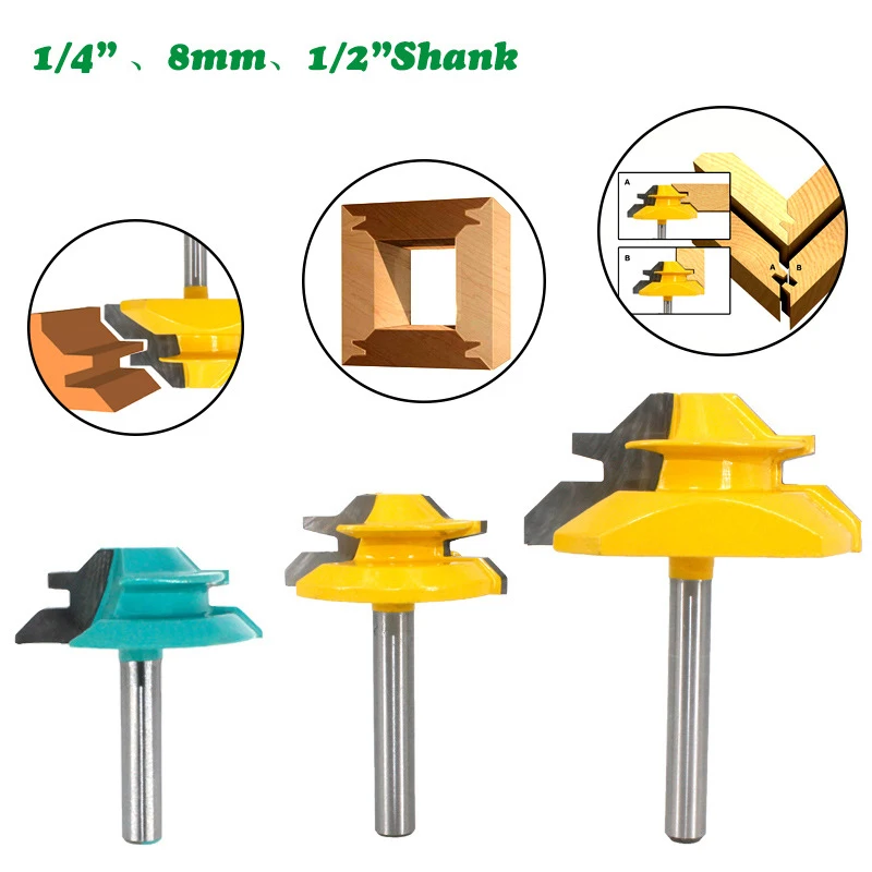 1PC 1/4" 6.35MM Shank Milling Cutter Wood Carving 45 Degree Lock Miter Router Bit Tenon Milling Cutter Woodworking Machine Tools
1PC 1/4" 6.35MM Shank Milling Cutter Wood Carving 45 Degree Lock Miter Router Bit Tenon Milling Cutter Woodworking Machine Tools