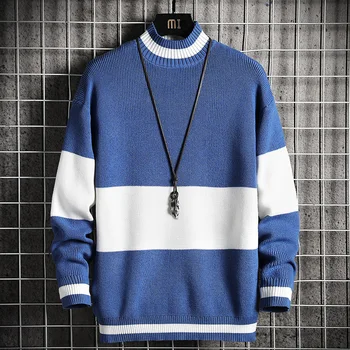 2020 New Men's Sweater England Style Streetwear Patchwork Color Sweater Men Casual Harajuku Long sleeve Men's Clothing Sweater
2020 New Men's Sweater England Style Streetwear Patchwork Color Sweater Men Casual Harajuku Long sleeve Men's Clothing Sweater