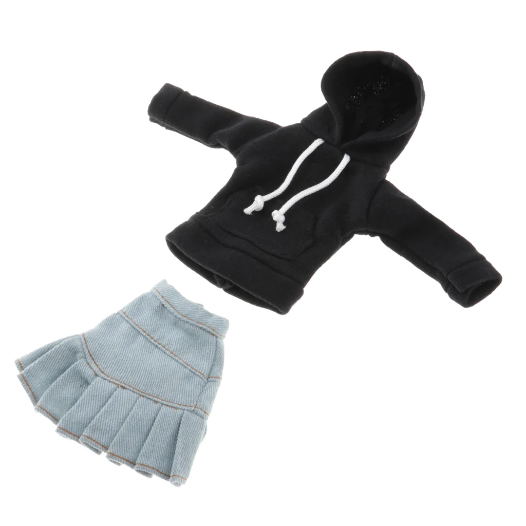 Cute Hoodie & Jeans Skirt For 1/6 Blythe Licca/Momoko/Azone Outfits Cute Hoodie & Jeans Skirt For 1/6 Blythe Licca/Momoko/Azone Outfits