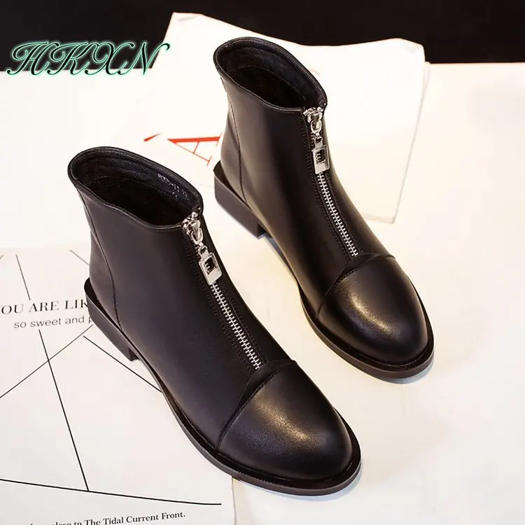 HKXN 2019 Winter New Fashion Shoes Women Boots PU Leather Ankle Boots Round Toe Front Zipper Low Heel Boots Female Martin Boots
HKXN 2019 Winter New Fashion Shoes Women Boots PU Leather Ankle Boots Round Toe Front Zipper Low Heel Boots Female Martin Boots