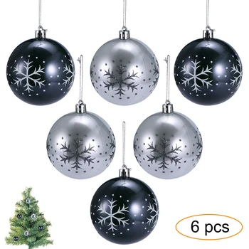 

HOT SALE 6pcs Christmas Tree Balls Diameter 8cm Snowflake Color Drawing Decorations Ball Xmas Party Wedding Ornament White