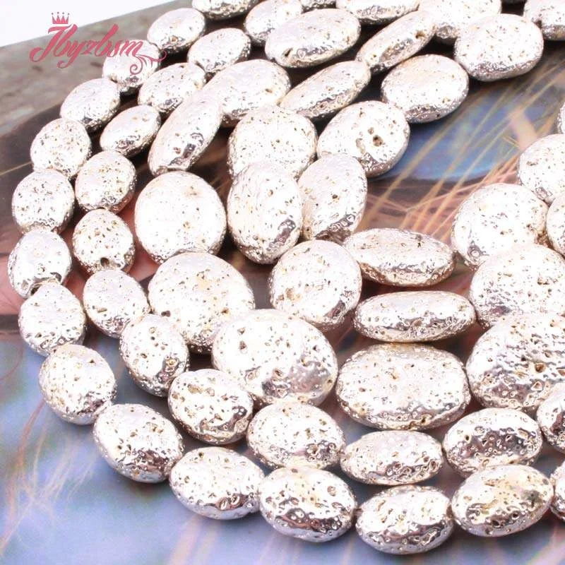 Natural Rock Lava Oval Silver Plated Loose 10x14/15x20mm Stone Beads For Jewelry Making DIY Necklace Bracelats 15" Free Shipping
Natural Rock Lava Oval Silver Plated Loose 10x14/15x20mm Stone Beads For Jewelry Making DIY Necklace Bracelats 15" Free Shipping