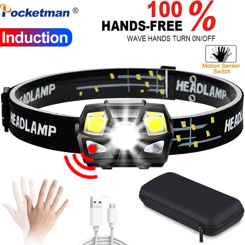 Powerful LED Headlight Motion Sensor Head Lamp Light USB Rechargeable Headlamp Head Torch Waterproof for Camping Hiking Fishing
Powerful LED Headlight Motion Sensor Head Lamp Light USB Rechargeable Headlamp Head Torch Waterproof for Camping Hiking Fishing
