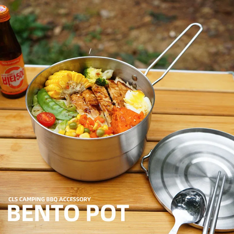 Outdoor camping 304 stainless steel lunch pot barbecue portable climbing pot folding handle picnic cooking pot
Outdoor camping 304 stainless steel lunch pot barbecue portable climbing pot folding handle picnic cooking pot