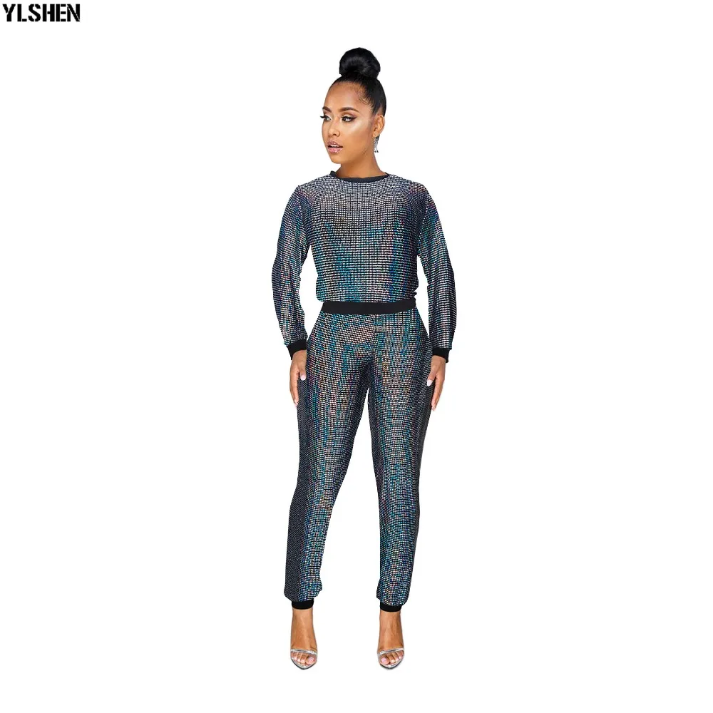 2 Two Piece Set Women Tracksuit Sexy Sequins Long Sleeve Clothes Plus Size Club Outfits Tops +Pants Sweat Suits Matching Sets 01