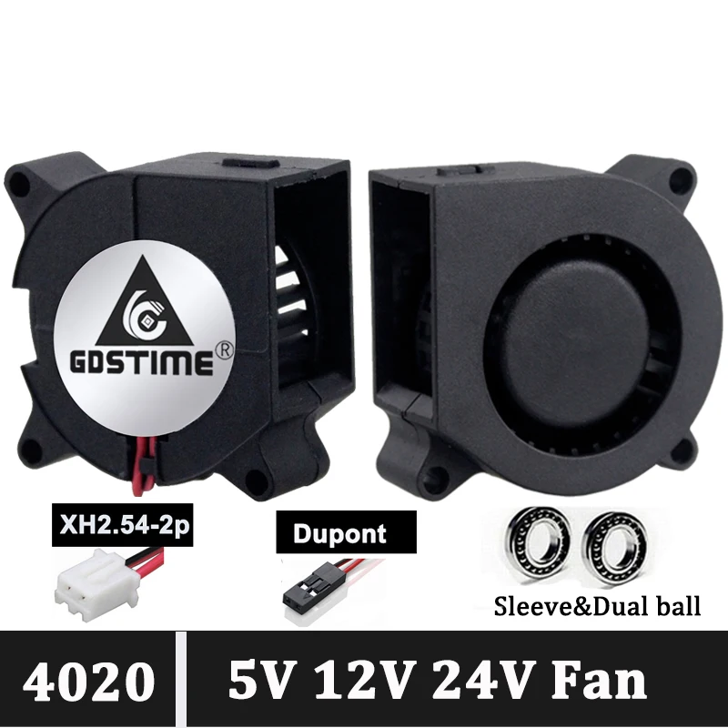 Вентилятор для 3D-принтера Gdstime 40 мм 4020 24 В 12 5 2 вентилятора Втулка с отверстиями