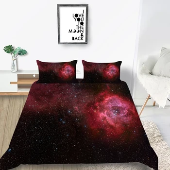 

Red Nebula Bedding Set Galaxy Mysterious 3D Duvet Cover Universe King Queen Twin Full Single Double Unique Design Bed Set