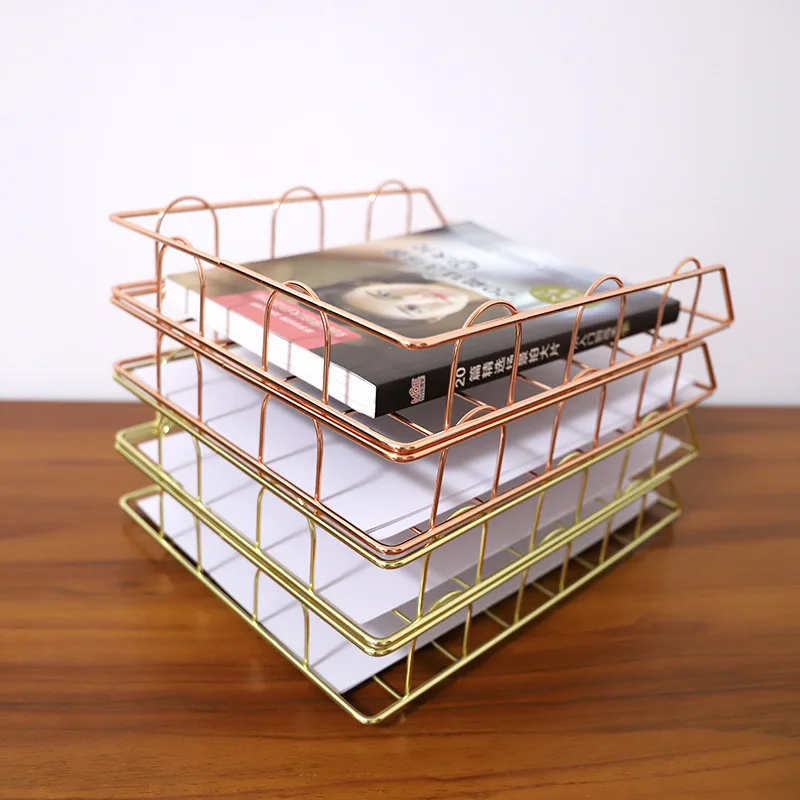 INS Metal Magazine Storage Basket Documents A4Paper Rose Gold Office Desktop Finishing Basket Multi-function Files Organizer
INS Metal Magazine Storage Basket Documents A4Paper Rose Gold Office Desktop Finishing Basket Multi-function Files Organizer