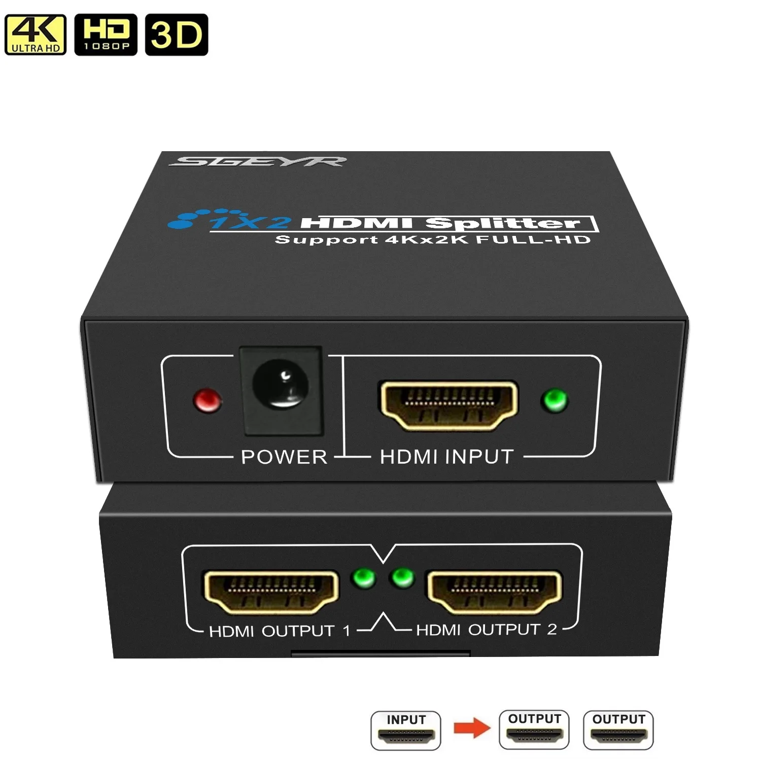 UHD 4K 2 порта HDMI 1x2 разветвитель 1 до распределитель сигналов SGEYR 4 вход выхода x 2K |