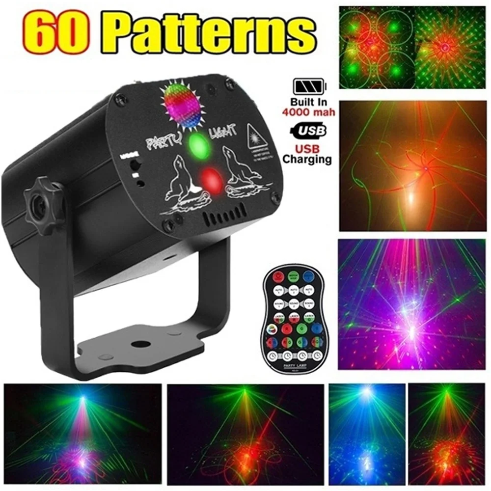 60 Patterns Disco Laser Light USB Charged Laser Light Wireless Remote Projection Lamp Stage Lighting For Disco Party Dance Floor
60 Patterns Disco Laser Light USB Charged Laser Light Wireless Remote Projection Lamp Stage Lighting For Disco Party Dance Floor