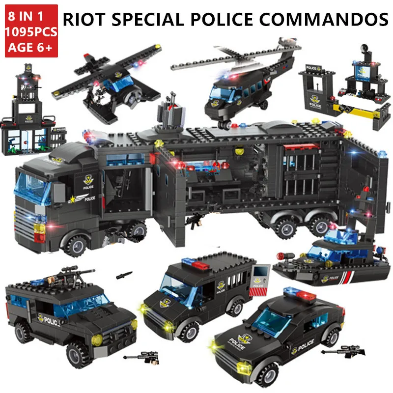 1095Pcs City SWAT Vehicle Car Helicopter Model ARMY Building Blocks Sets Creator Bricks Playmobil Educational Toys for Children
1095Pcs City SWAT Vehicle Car Helicopter Model ARMY Building Blocks Sets Creator Bricks Playmobil Educational Toys for Children