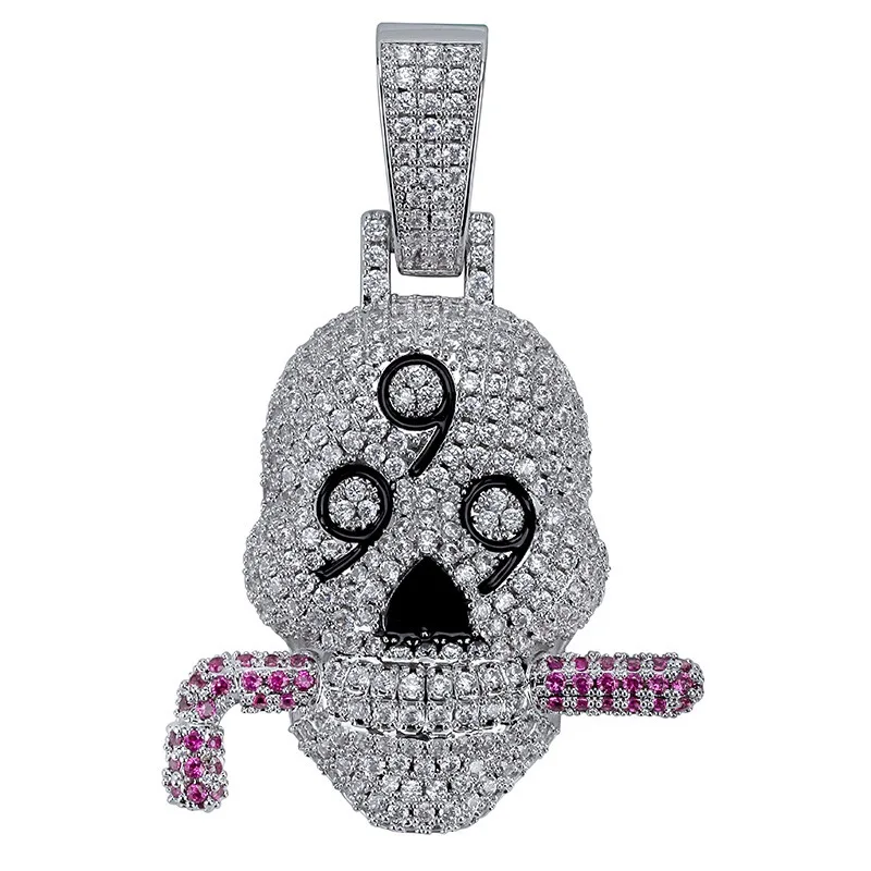 Hip Hop 999 Skeleton Head Pendant Micro Pave Cubic Zirconia Stones Necklace Iced Out Individuality Silver Jewelry For Men
Hip Hop 999 Skeleton Head Pendant Micro Pave Cubic Zirconia Stones Necklace Iced Out Individuality Silver Jewelry For Men