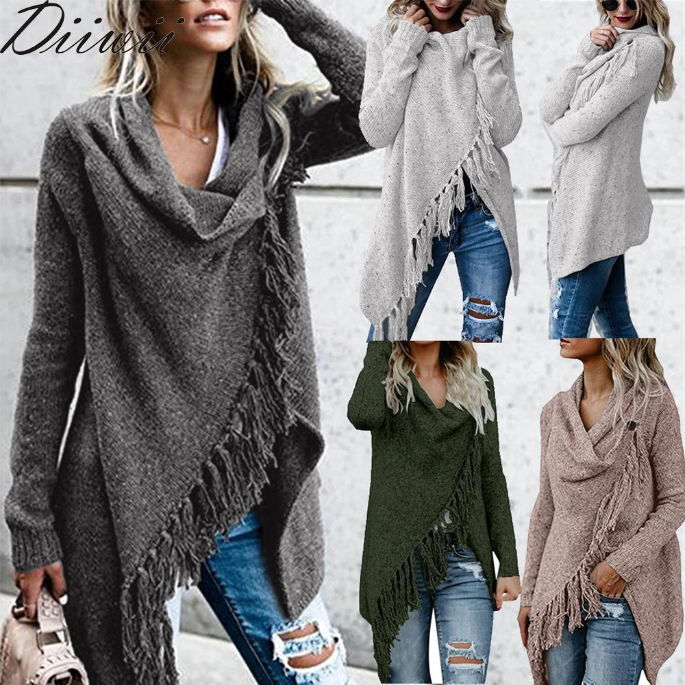Diiwii Women Fashion Tassel Hem Sweater Cardigans Autumn Spring Knit Irregular Long Sleeve Solid Color Poncho and Capes Female
Diiwii Women Fashion Tassel Hem Sweater Cardigans Autumn Spring Knit Irregular Long Sleeve Solid Color Poncho and Capes Female