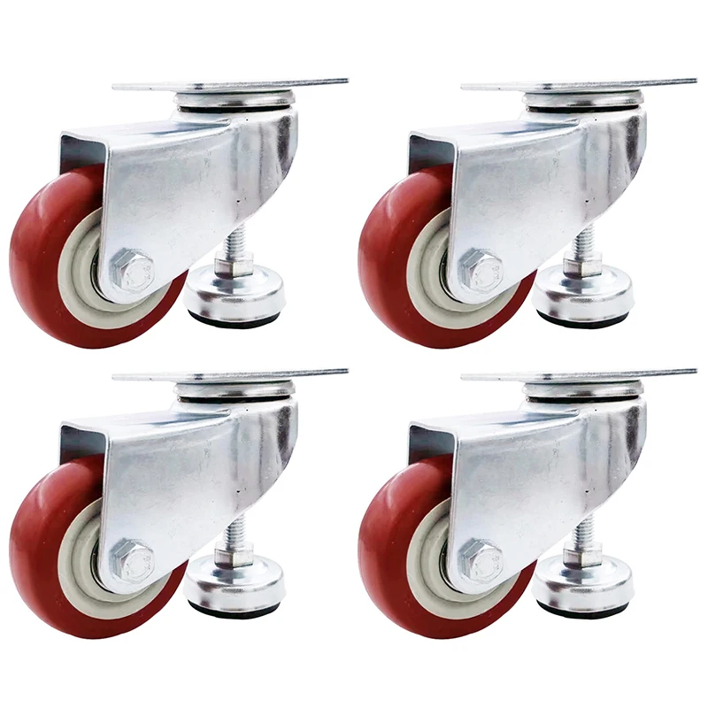 Heavy Duty Casters 4-Pack Swivel Polyurethane Wheels Each with Adjustable Leveling Feet to Prevent Wheel Wear
Heavy Duty Casters 4-Pack Swivel Polyurethane Wheels Each with Adjustable Leveling Feet to Prevent Wheel Wear