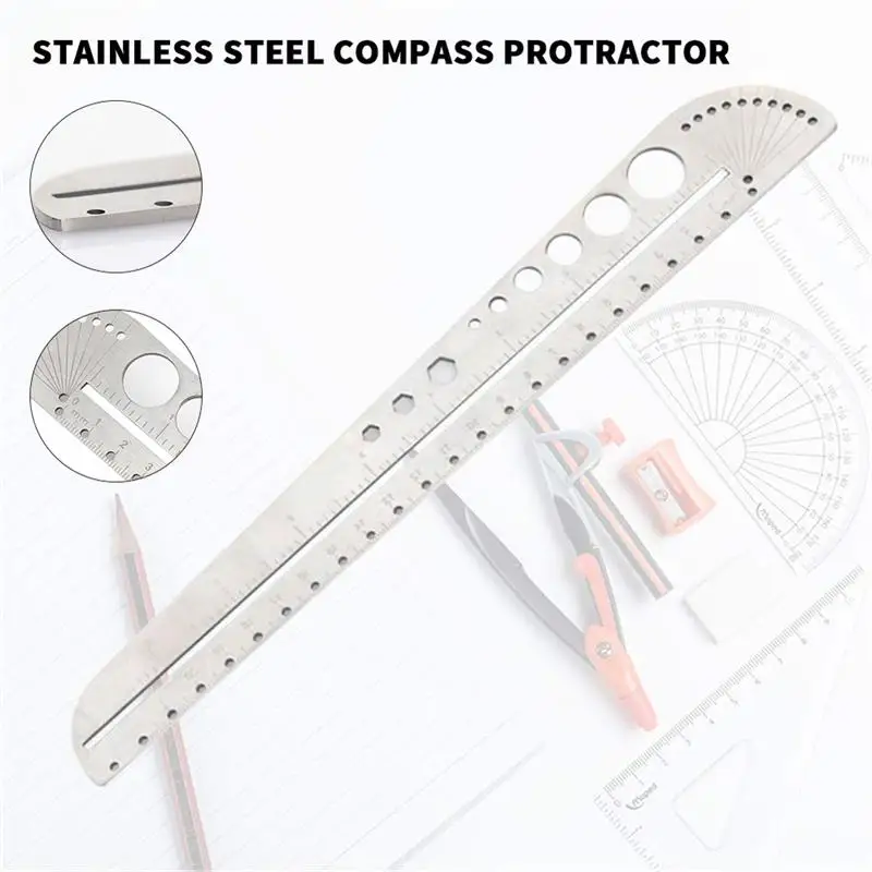 Protractor Carpenter Tools Multifunctional Ruler Stainless Steel Angle Protractor Measuring Tool Protractor Ruler Woodworking
Protractor Carpenter Tools Multifunctional Ruler Stainless Steel Angle Protractor Measuring Tool Protractor Ruler Woodworking