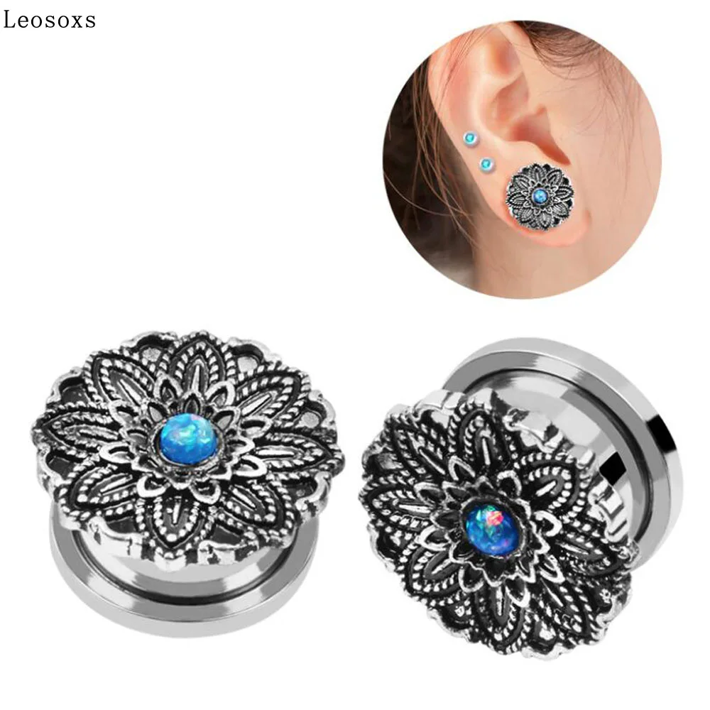 Leosoxs 2 Pcs Hot-selling Creative Stainless Steel Mandala Flower Ear Pinna Pulley Piercing Jewelry Plugs and Tunnels 
Leosoxs 2 Pcs Hot-selling Creative Stainless Steel Mandala Flower Ear Pinna Pulley Piercing Jewelry Plugs and Tunnels