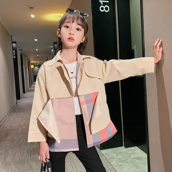 Patchwork Jackets For Teenage Girls Fashion Kids Girl Jacket Fake Two Piece Windbreaker Children Outerwear Tops Girl Trench Coat 
Patchwork Jackets For Teenage Girls Fashion Kids Girl Jacket Fake Two Piece Windbreaker Children Outerwear Tops Girl Trench Coat
