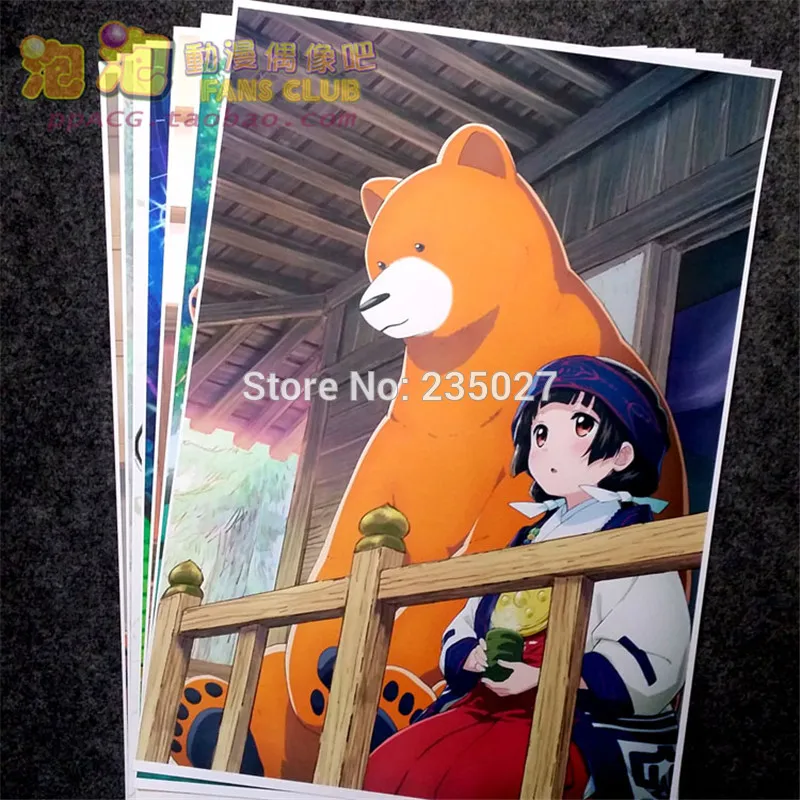 Фото 8 pcs/set Anime Girl Meets Bear poster Machi Amayadori Kumamiko wall pictures room stickers toys for gift | Игрушки и хобби