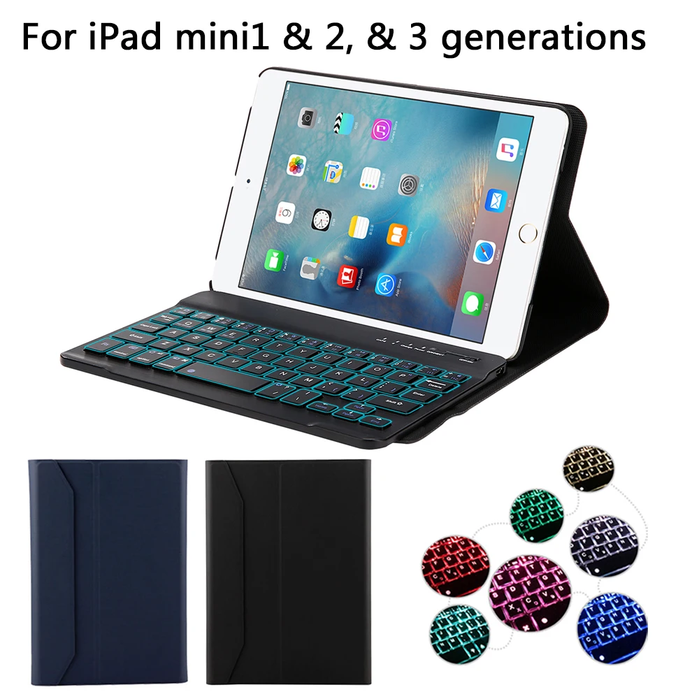 Smart Keyboard for iPad Mini 1 2 3 Tablet Detachable Keyboard Case 7 colors Backlit Bluetooth English Keyboard with Leather Case
Smart Keyboard for iPad Mini 1 2 3 Tablet Detachable Keyboard Case 7 colors Backlit Bluetooth English Keyboard with Leather Case