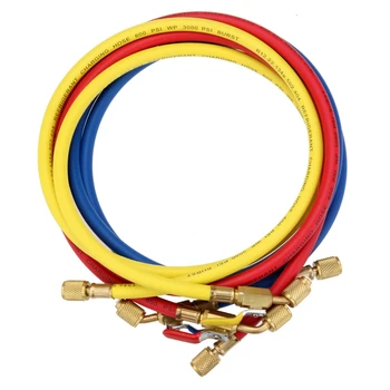 R134A A/C Charging Hose Set with Shut-Off Ball Valve, (4000-800) PSI Working Pressure Fits for HVAC Air Condition R410A R12 R22
R134A A/C Charging Hose Set with Shut-Off Ball Valve, (4000-800) PSI Working Pressure Fits for HVAC Air Condition R410A R12 R22