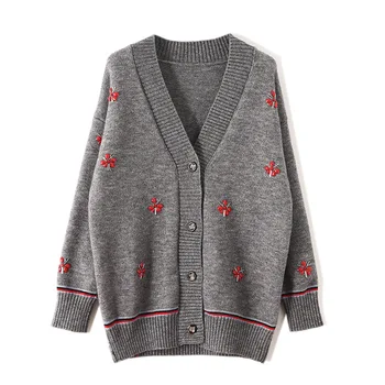 Sweater Female Autumn Winter V-neck Diamond Small Embroidery Long Sleeve Knitted Pullover Tops Women Cardigans TA1153
Sweater Female Autumn Winter V-neck Diamond Small Embroidery Long Sleeve Knitted Pullover Tops Women Cardigans TA1153