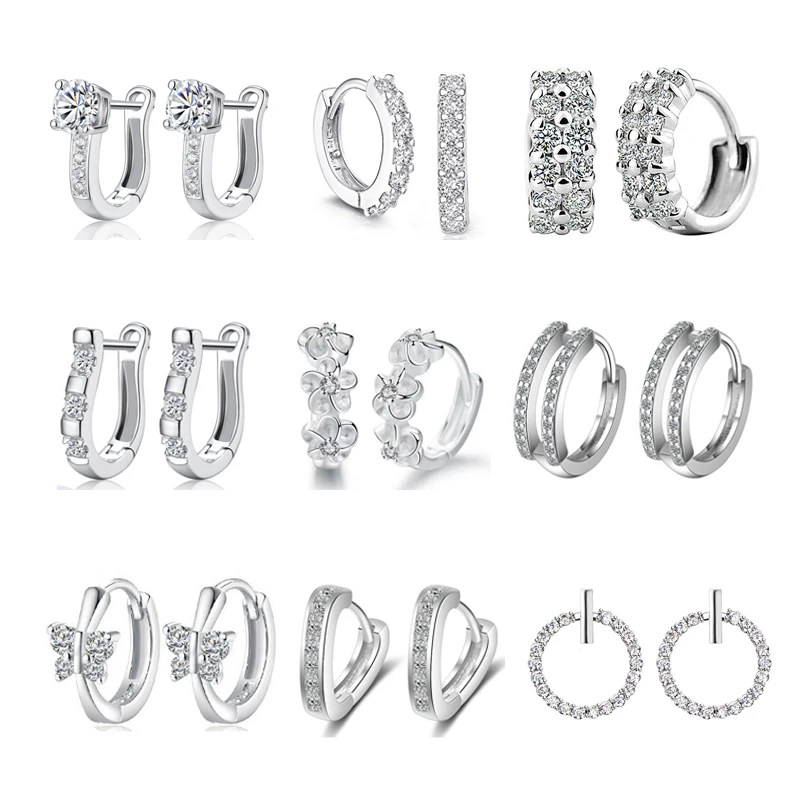 LByzHan – boucles d'oreilles rondes en argent Sterling 925 et cristal pour femmes, fabrication de bijoux, cadeau de mariage, fiançailles, E024 1
