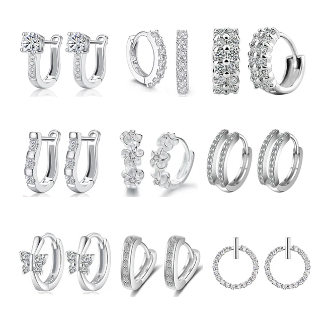 LByzHan – boucles d'oreilles rondes en argent Sterling 925 et cristal pour femmes, fabrication de bijoux, cadeau de mariage, fiançailles, E024 1
