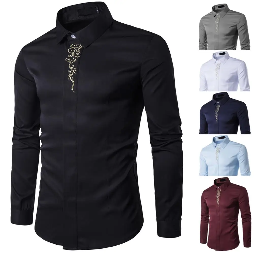 2019 Casual Long Sleeve Shirts Men New Summer Fashion shirt Male Clothes Slim Fit embroidery pattern Cotton shirt EU size
2019 Casual Long Sleeve Shirts Men New Summer Fashion shirt Male Clothes Slim Fit embroidery pattern Cotton shirt EU size
