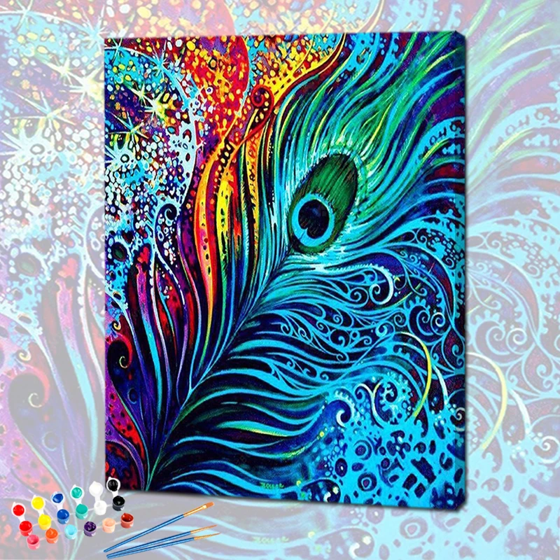 PhotoCustom масло Краски ing по номерам перо 60x75 см DIY на холсте Животные ручной