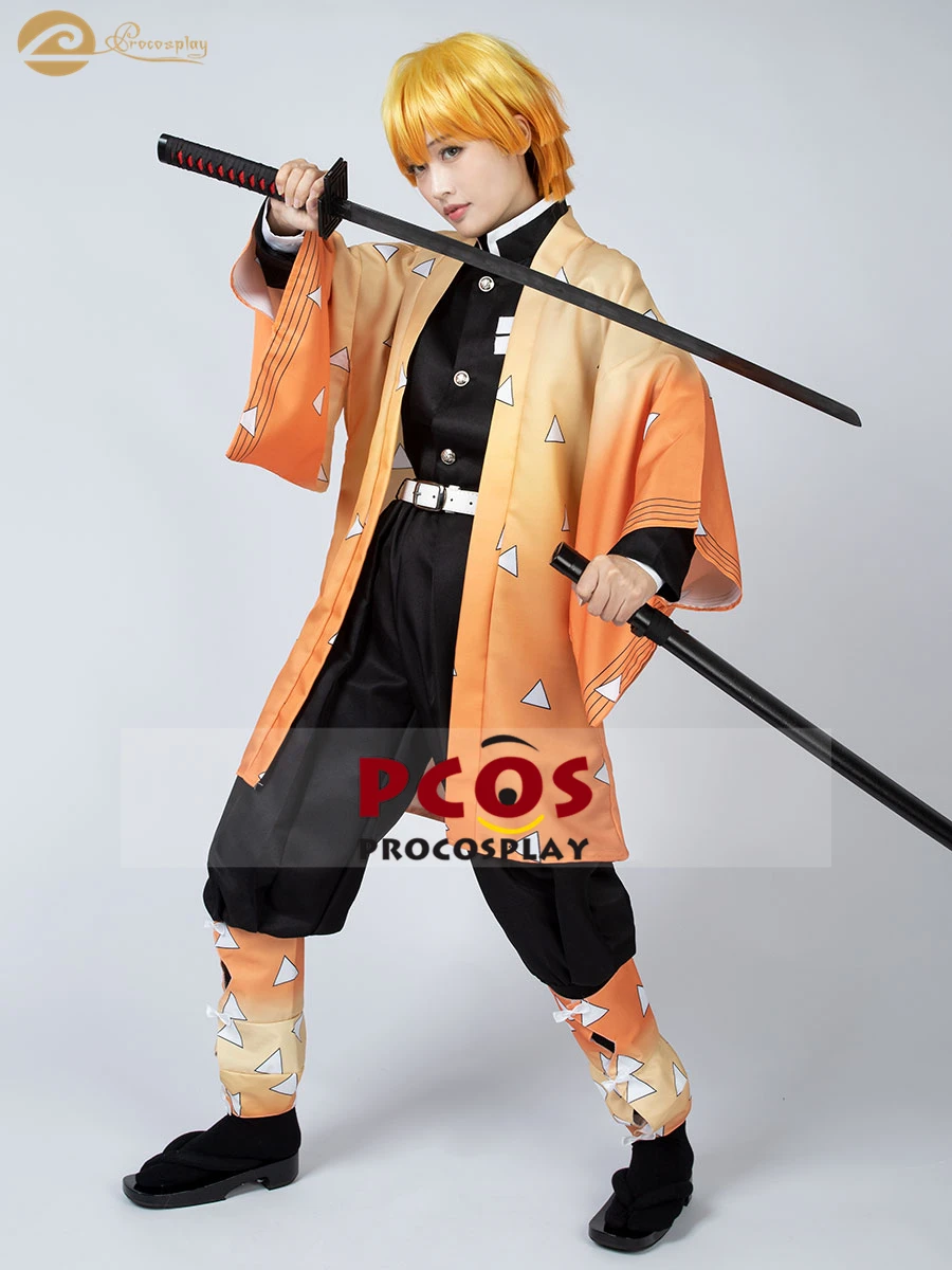Женский костюм для костюмированной вечеринки Demon Slayer Agatsuma Zenitsu костюмы на