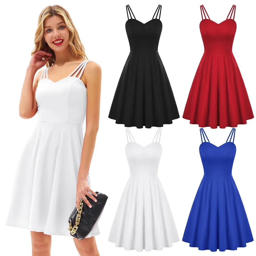 GK Women Triple-Strap Dress Sexy Backless Flared A-Line Knee Length Dress Flared A-Line Silhouette Hidden Zipper In The Back
GK Women Triple-Strap Dress Sexy Backless Flared A-Line Knee Length Dress Flared A-Line Silhouette Hidden Zipper In The Back