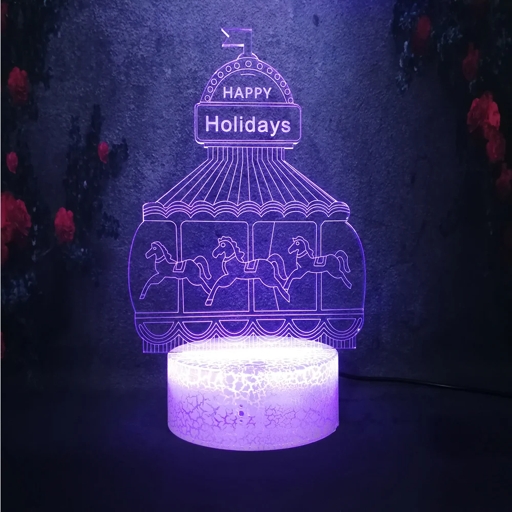 girl heart creative birthday gift carousel lighting 7 color