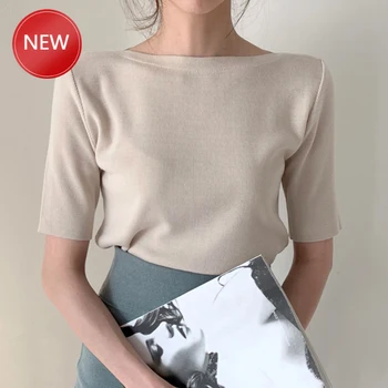 knit T shirt Women Women Femme O-Neck Korean style office lady Summer Top Basic Tshirt Women Clothes
knit T shirt Women Women Femme O-Neck Korean style office lady Summer Top Basic Tshirt Women Clothes