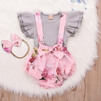 Fly Sleeve T shirt Baby Girl Outfit Solid Ruffle Tops Overall Floral Bowknot Shorts Set Spring Summer Casual Cute Girls Clothes
Fly Sleeve T shirt Baby Girl Outfit Solid Ruffle Tops Overall Floral Bowknot Shorts Set Spring Summer Casual Cute Girls Clothes