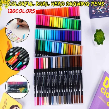 120pcs Colors Dual Tip Brush Pen FineLiner Art Markers Drawing Painting Sketching Watercolor Marker Pens School Art Supplies
120pcs Colors Dual Tip Brush Pen FineLiner Art Markers Drawing Painting Sketching Watercolor Marker Pens School Art Supplies