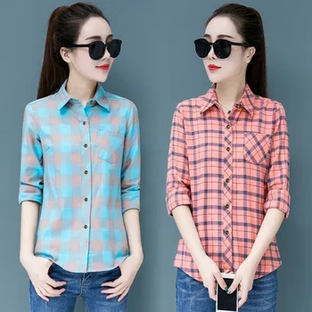 2 Colors Spring New Wome Lapel Blouses Fashion Classic Plaid Shirt Preppy Style Female Long Sleeve Tops
2 Colors Spring New Wome Lapel Blouses Fashion Classic Plaid Shirt Preppy Style Female Long Sleeve Tops
